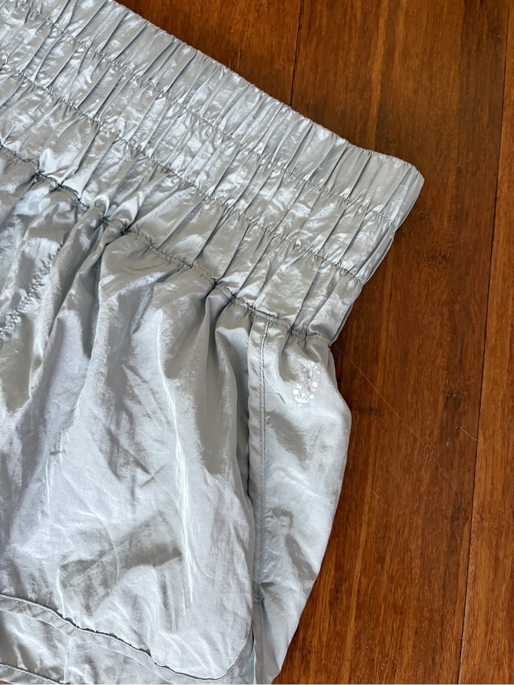FP Movement Shorts The Way Home High Smocked Elastic Waist Athletic Silver Gray - Picture 5 of 9